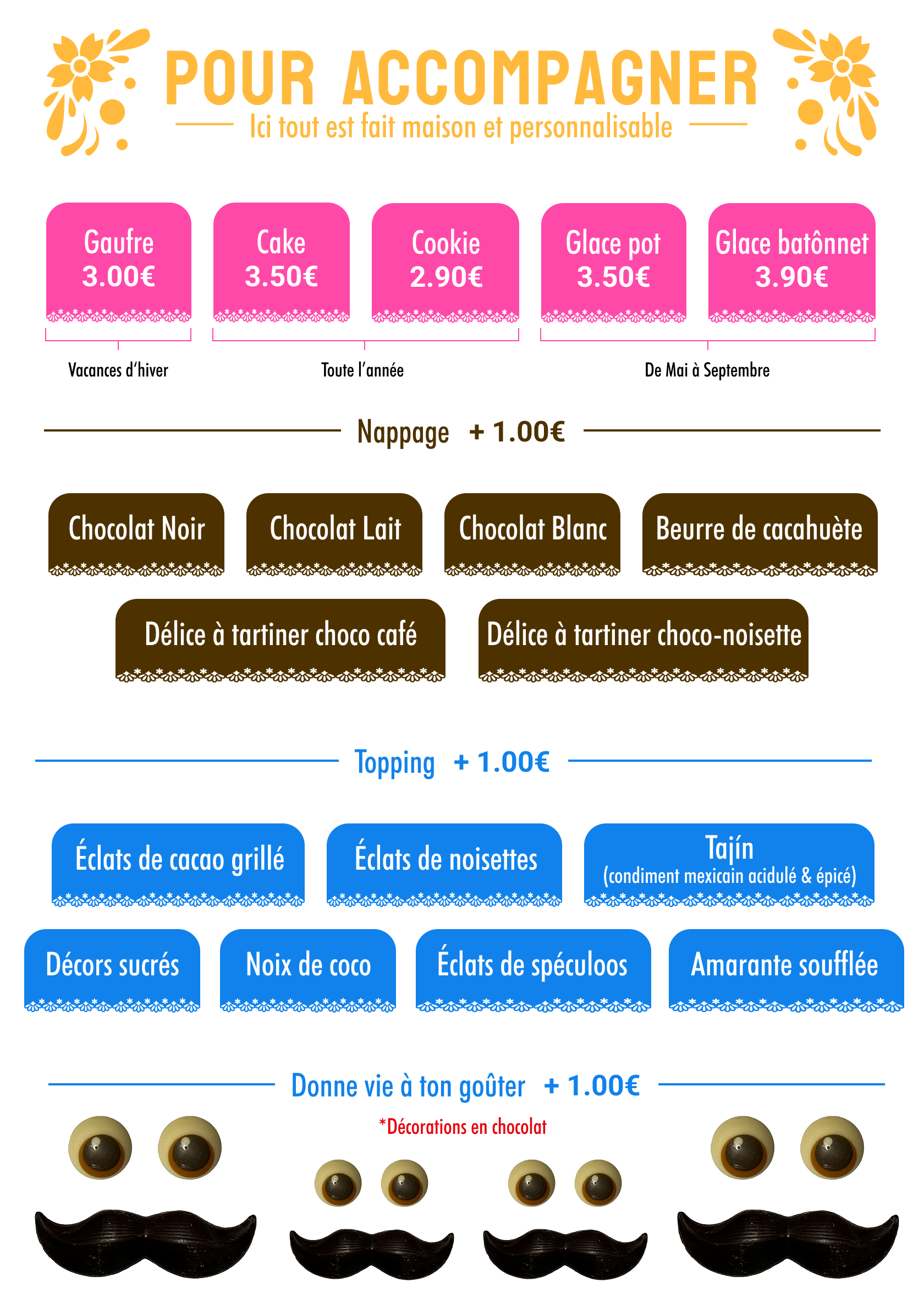 Menu gourmandises Choco-café